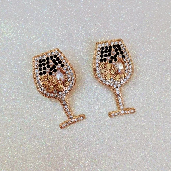 Rhinestone crystal bling wine stud earrings - Picture 1 of 8